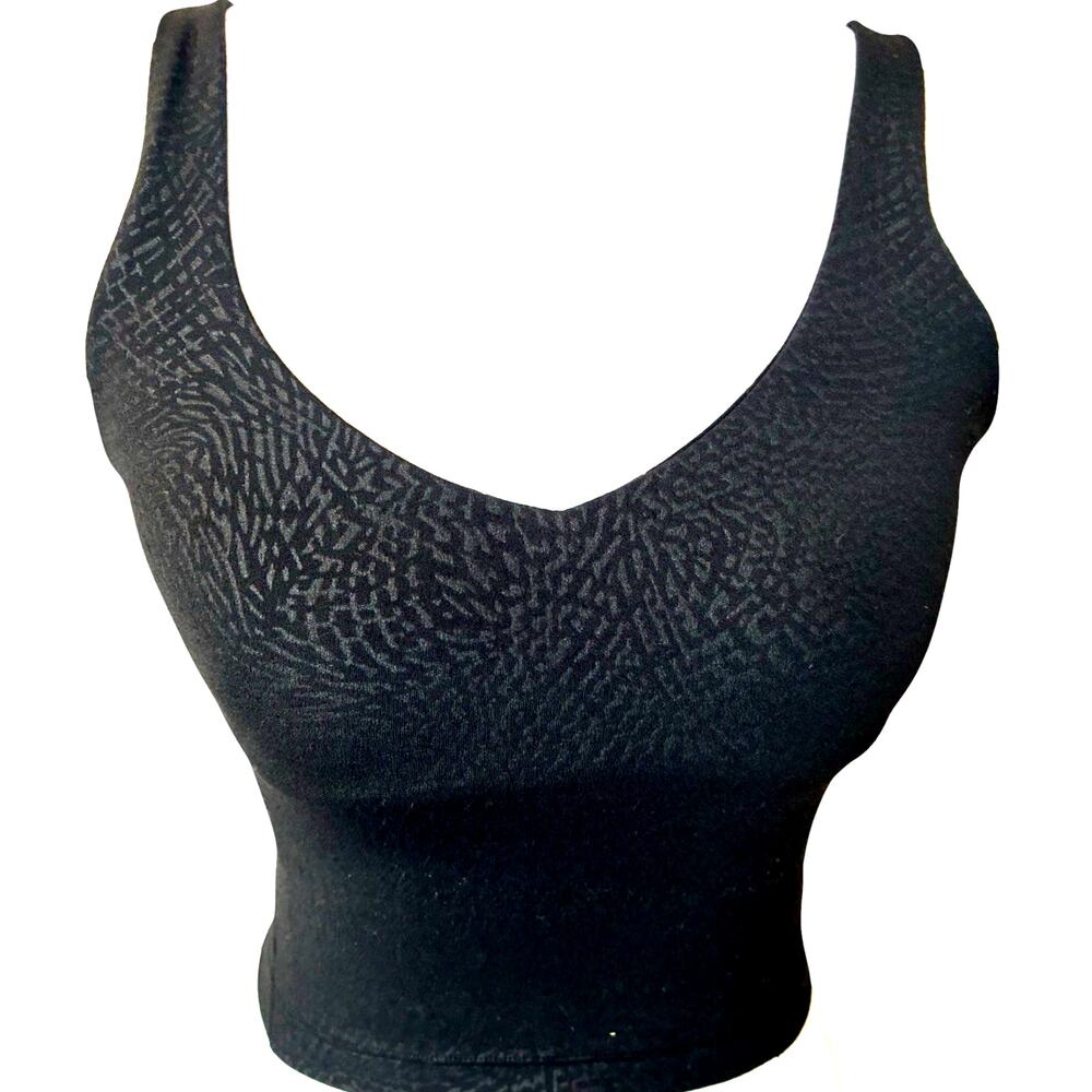 lululemon Black Crop Tank Top 2 Leopardo Shift Micro Emboss Cat Sports Bra $69